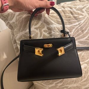 Tory Burch Petite Lee Radziwill Black Bag Kelly Lookalike